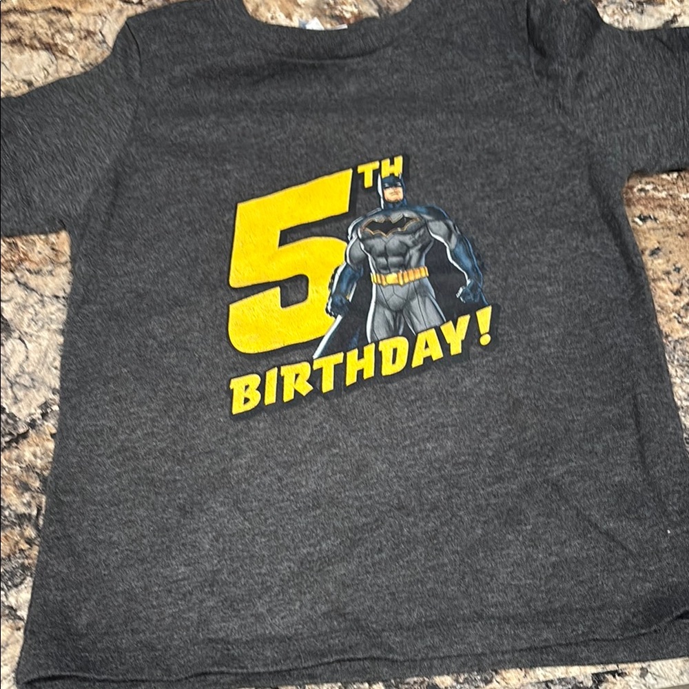 Gray Batman 5th Birthday T-Shirt